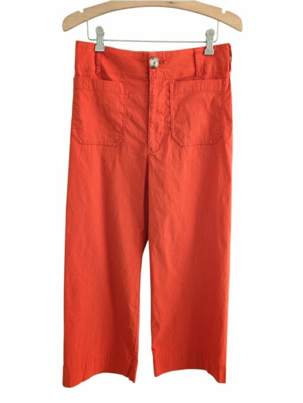 Maeve Colette Crop Wide-Leg Pants Bright Orange 30